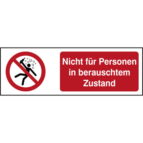 ISO Sicherheitskennzeichnung - Nicht für Personen in berauschtem Zustand