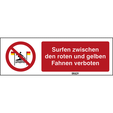 ISO Sicherheitskennzeichnung - Surfen zwischen den roten und gelben Fahnen verboten