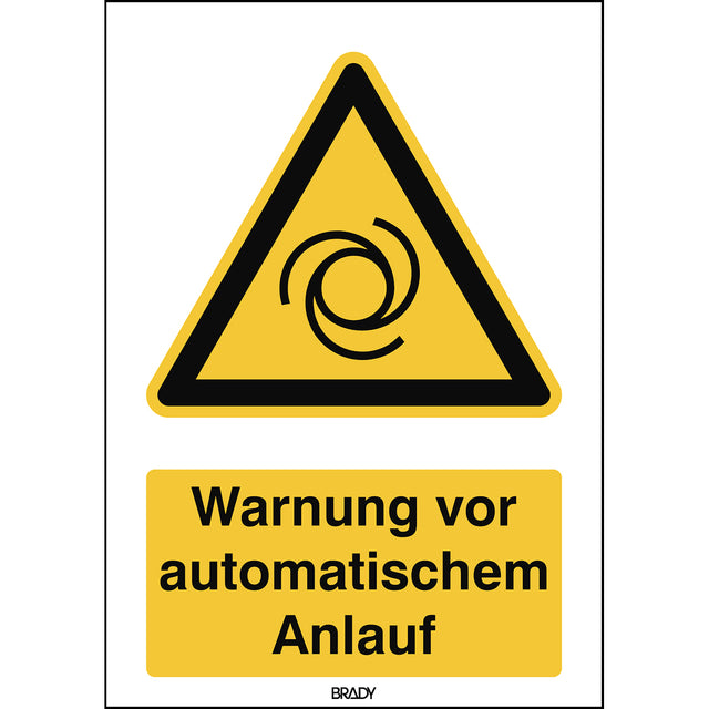 ISO Sicherheitskennzeichnung - Warnung vor automatischem Anlauf