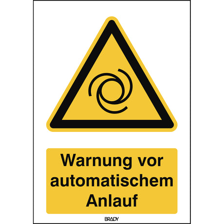 ISO Sicherheitskennzeichnung - Warnung vor automatischem Anlauf