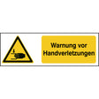 ISO Sicherheitskennzeichnung - Warnung vor Handverletzungen
