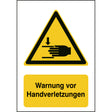 ISO Sicherheitskennzeichnung - Warnung vor Handverletzungen