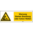 ISO Sicherheitskennzeichnung - Warnung Starker Brandung oder hohen Wellen