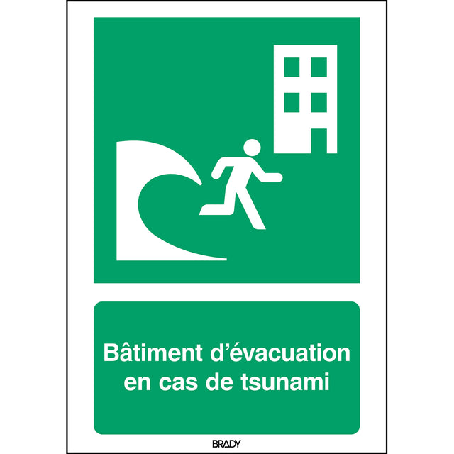 ISO-Sicherheitsschild – Evakuierungsgebäude bei Tsunami