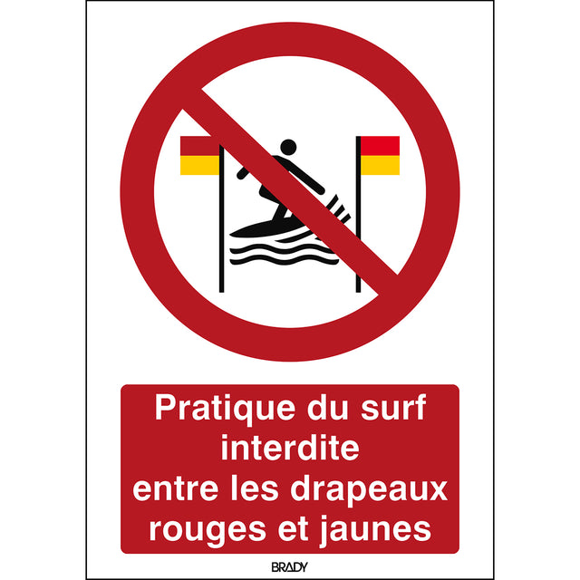 ISO Sicherheitskennzeichnung - Surfen zwischen den roten und gelben Fahnen verboten