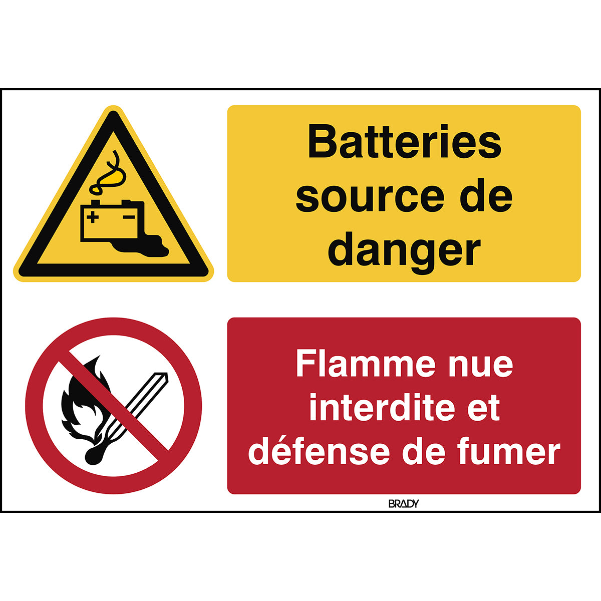 Warnung; Batterieaufladung und keine offene Flamme; Feuer, offenes Licht und Rauchen verboten – ISO 7010