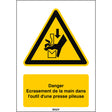 ISO Sicherheitskennzeichnung - Warnung vor Quetschgefahr der Hand zwischen den Werkzeugen einer Presse