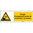 ISO Sicherheitskennzeichnung - Warnung Plötzlicher Tiefe in Schwimm- oder Wasserbecken