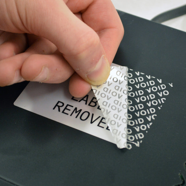 Fälschungssichere Polyester-Etiketten mit VOID-Muster für M610, M611, BMP61, M710 (mit Medienadapter) und BMP71 (mit Medienadapter)