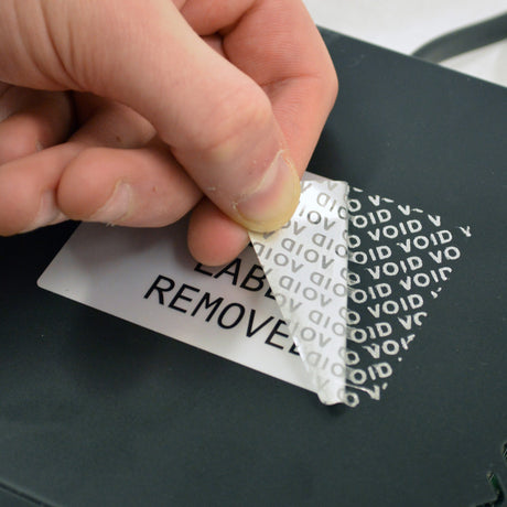 Fälschungssichere Polyester-Etiketten mit VOID-Muster für M610, M611, BMP61, M710 (mit Medienadapter) und BMP71 (mit Medienadapter)