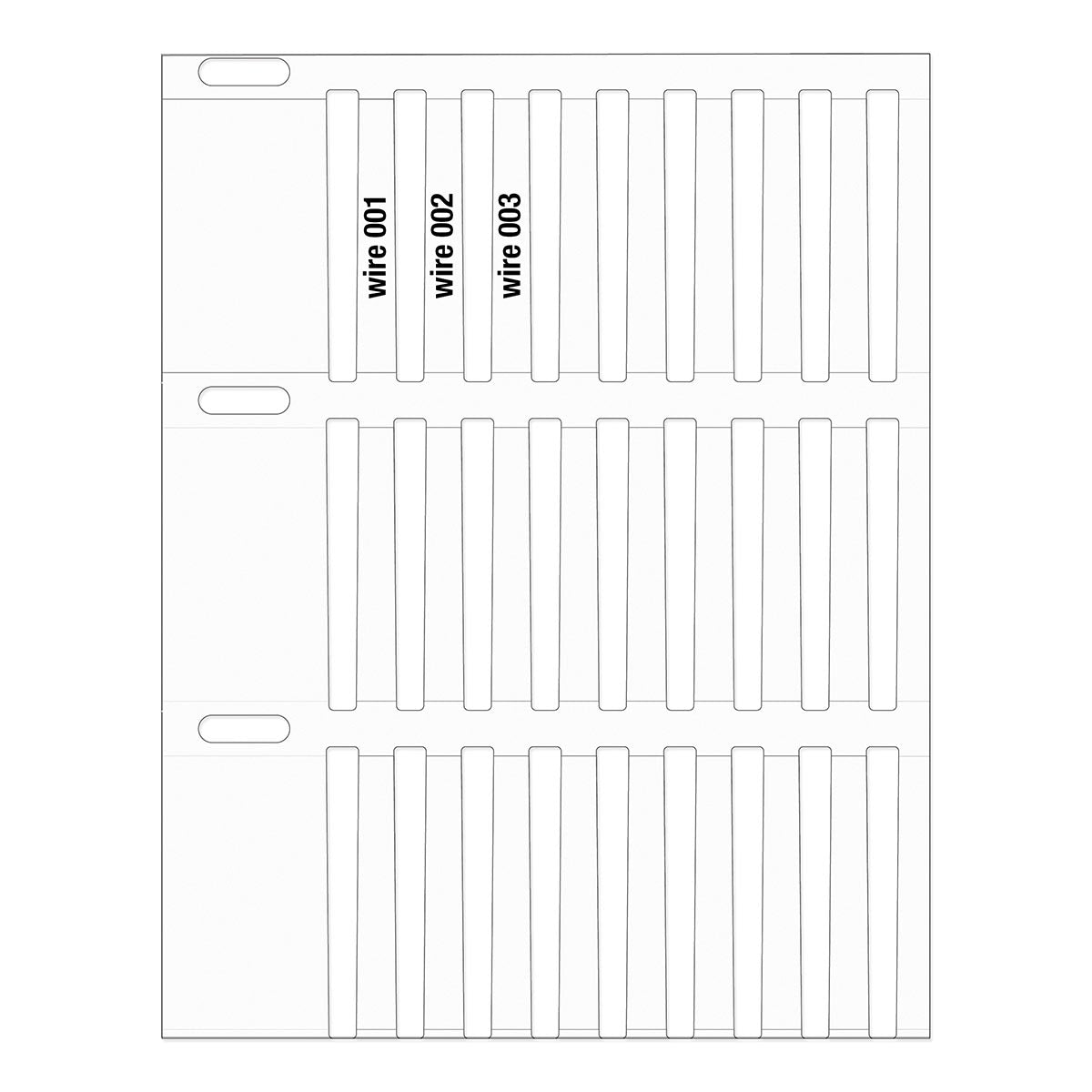 Für den Thermotransferdruck geeignete, feste DuraSleeve-Einsteckschilder für die Kabelkennzeichnung
