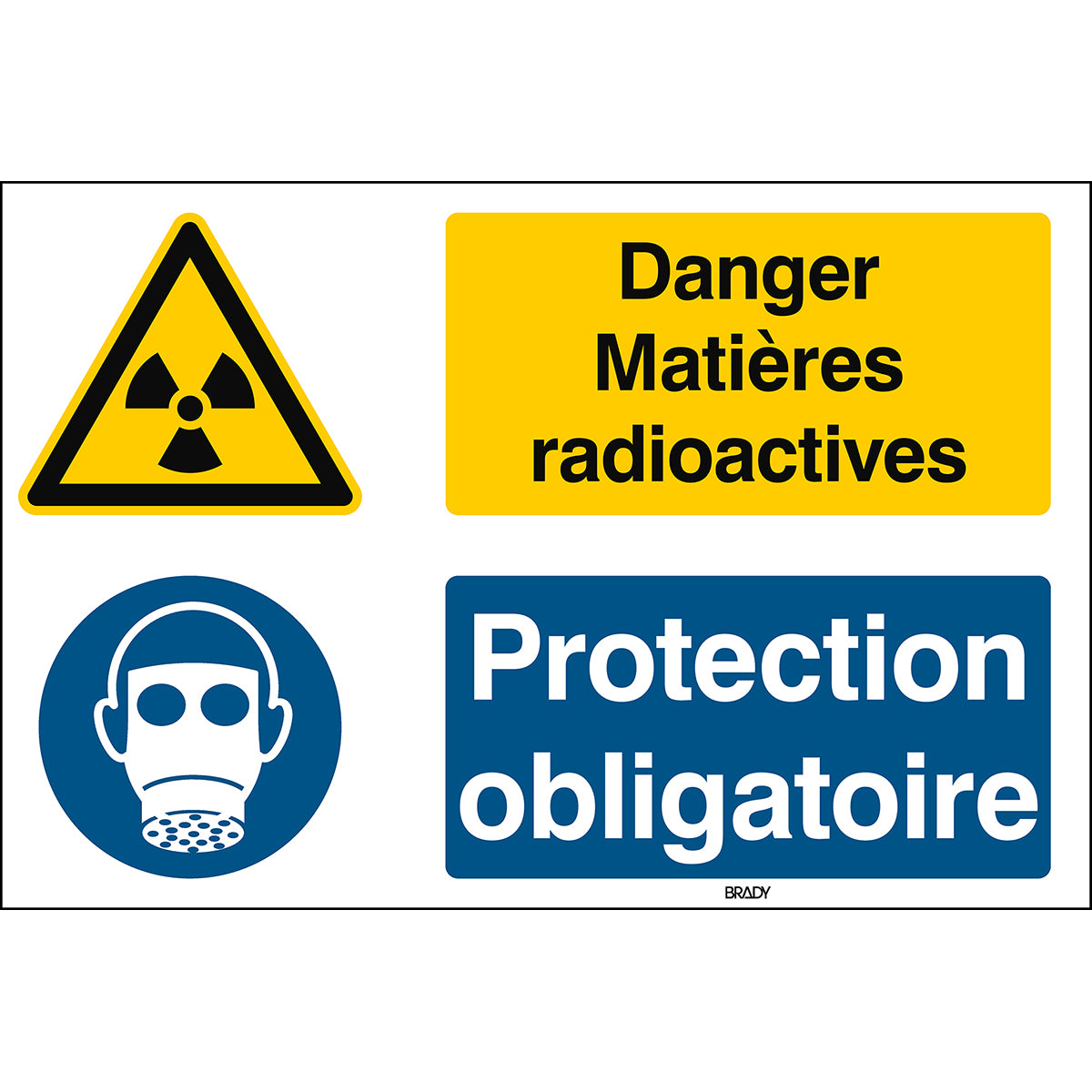 Warnung; radioaktive Stoffe oder ionisierende Strahlen und Atemschutz benutzen – ISO 7010