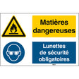 Warnung; Brandgefahr / feuergefährliche Stoffe, Augenschutz benutzen – ISO 7010