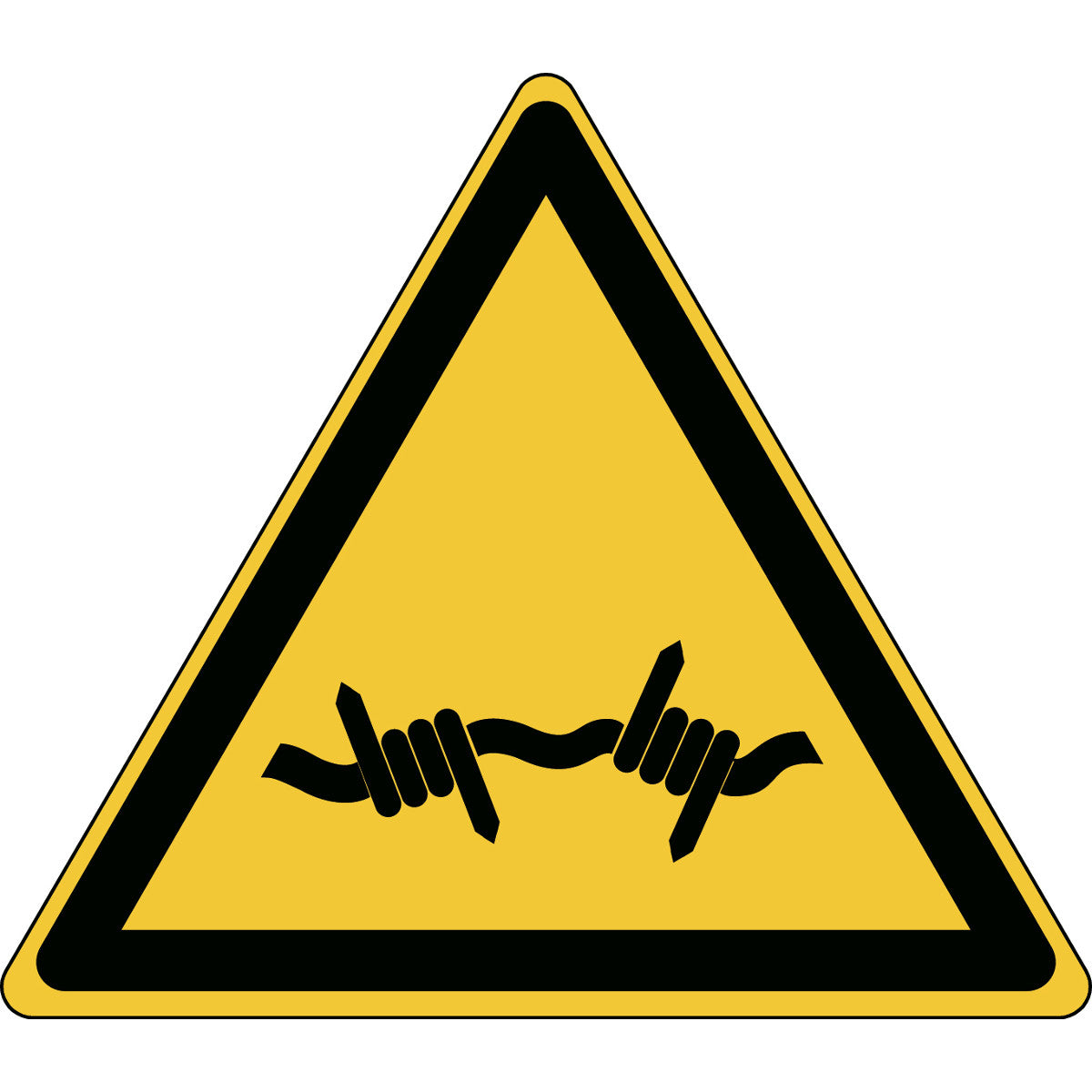ISO safety sign - Warning of barbed wire fence