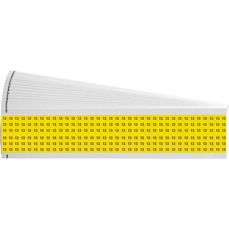 Kabelkennzeichnungskarten - einzelne Zahlen auf farbigem Hintergrund