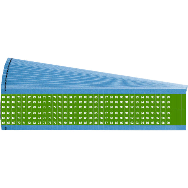 Kabelkennzeichnungskarten - fortlaufende Zahlen auf farbigem Hintergrund