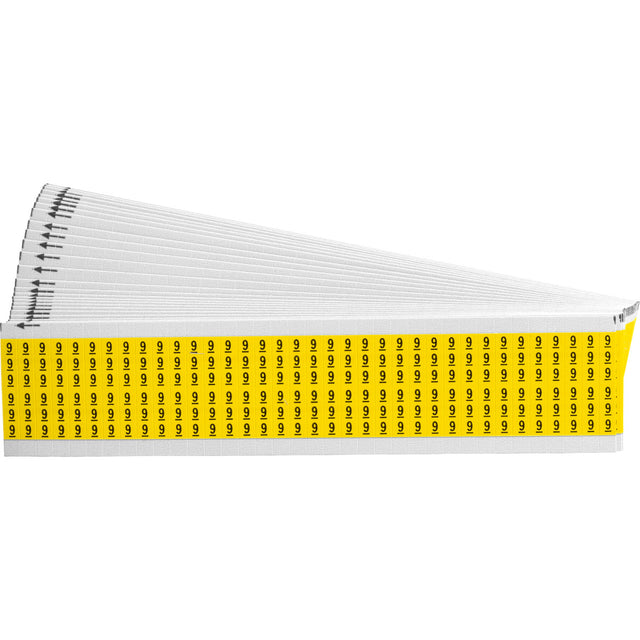 Kabelkennzeichnungskarten - einzelne Zahlen auf farbigem Hintergrund