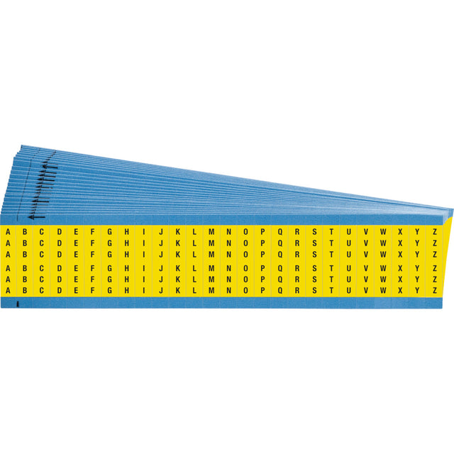 Kabelkennzeichnungskarten - fortlaufende Buchstaben auf farbigem Hintergrund - Großbuchstaben