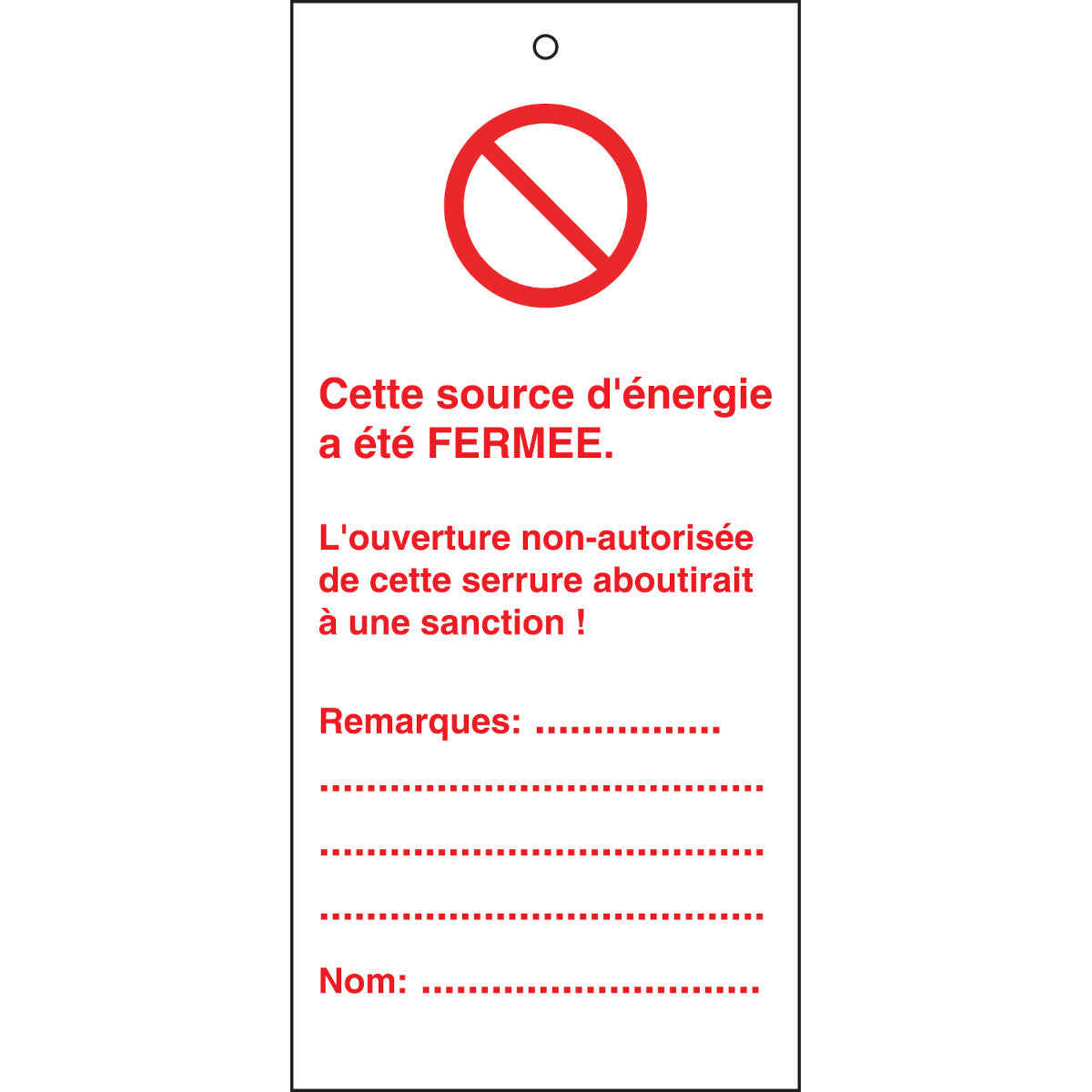 Etiquettes de condamnation (produit francophone)
