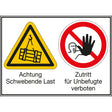 Mehrsymbol-Schilder - Achtung Schwebende Last / Zutritt für Unbefugte verboten
