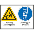 Mehrsymbol-Schilder - Achtung Absturzgefahr / Auffanggurt anlegen