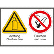 Mehrsymbol-Schilder - Achtung Gasflaschen / Rauchen verboten
