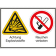 Mehrsymbol-Schilder - Achtung Explosivstoffe / Rauchen verboten
