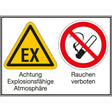 Mehrsymbol-Schilder - Achtung Explosionsfähige Atmosphäre / Rauchen verboten