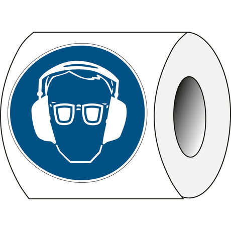 Sicherheitsetiketten auf Rolle - Augen- und Gehörschutz benutzen