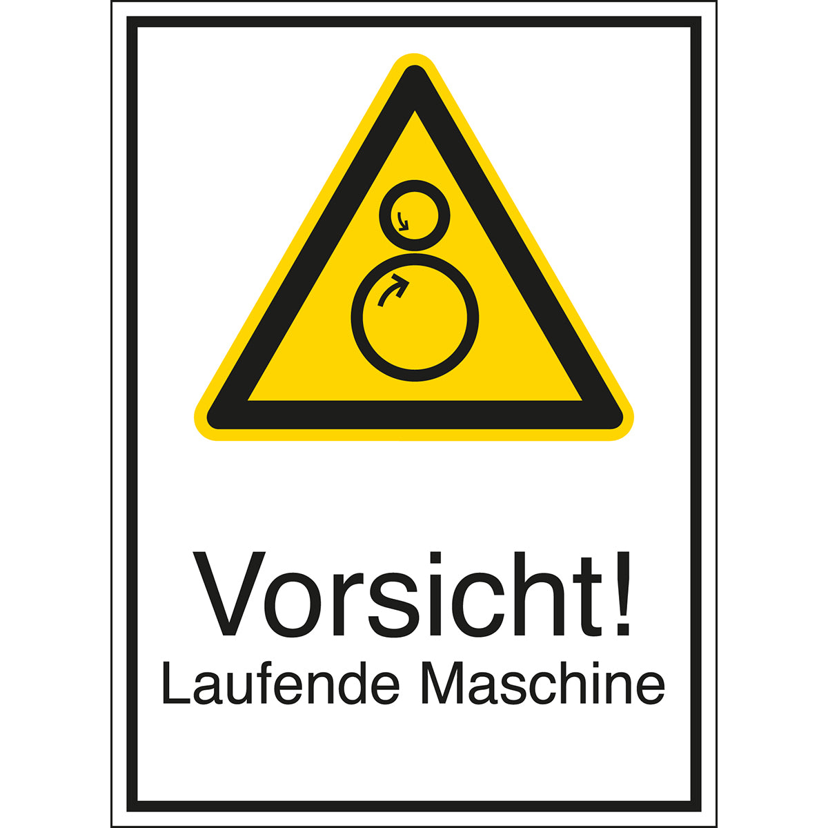Safety signs on machines: Caution! Running machine